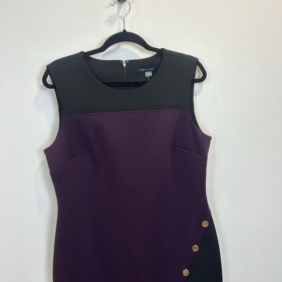 NEW Tommy Hilfiger Colorblock Asymmetric Sheath Dress Womens Sz 14 Purple Black - Picture 2 of 8